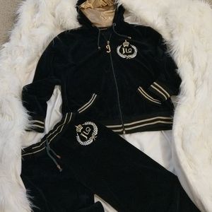 Jennifer Lopez Black and Gold Velour Track Set